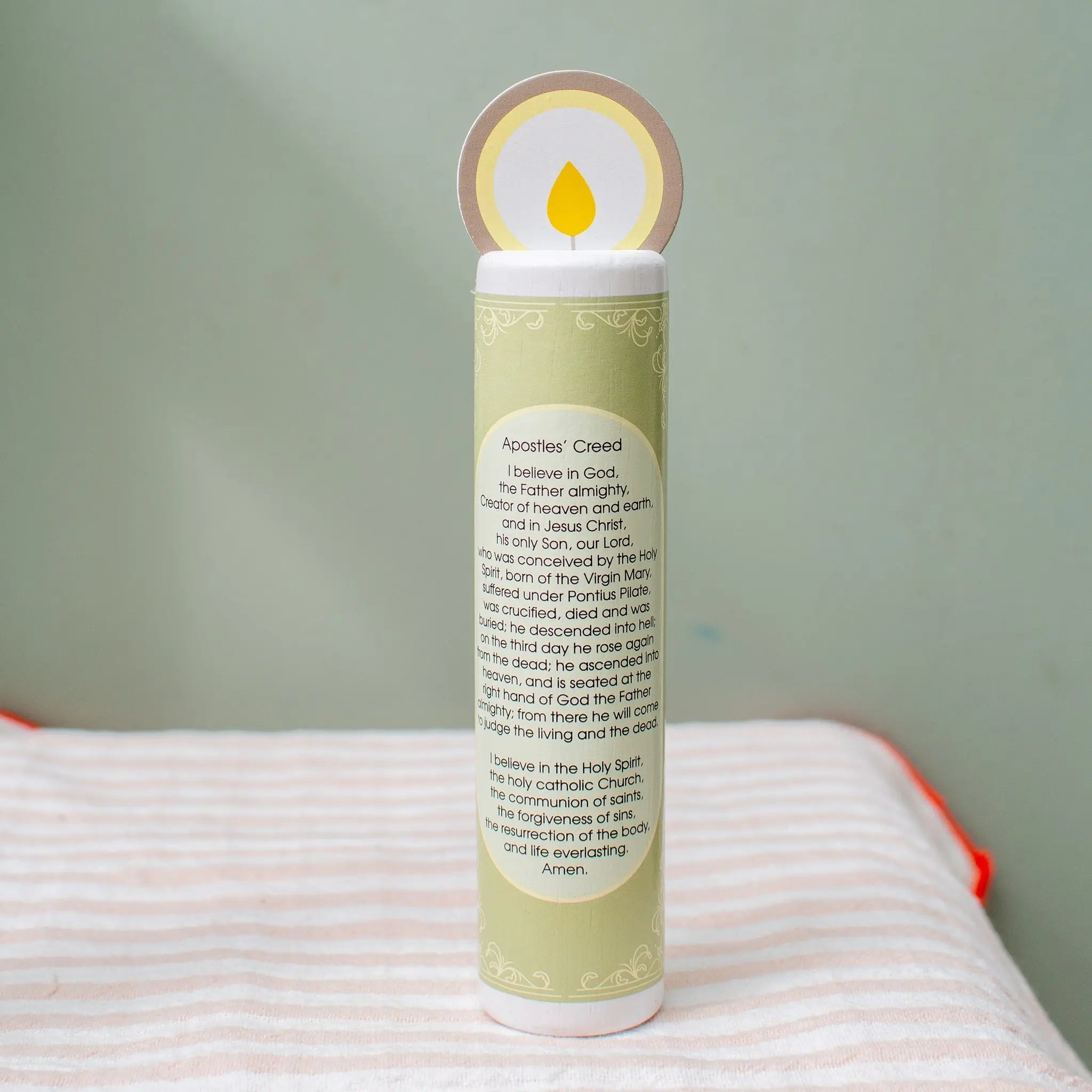 Christ The King (apostles' Creed) Wooden Prayer Candle