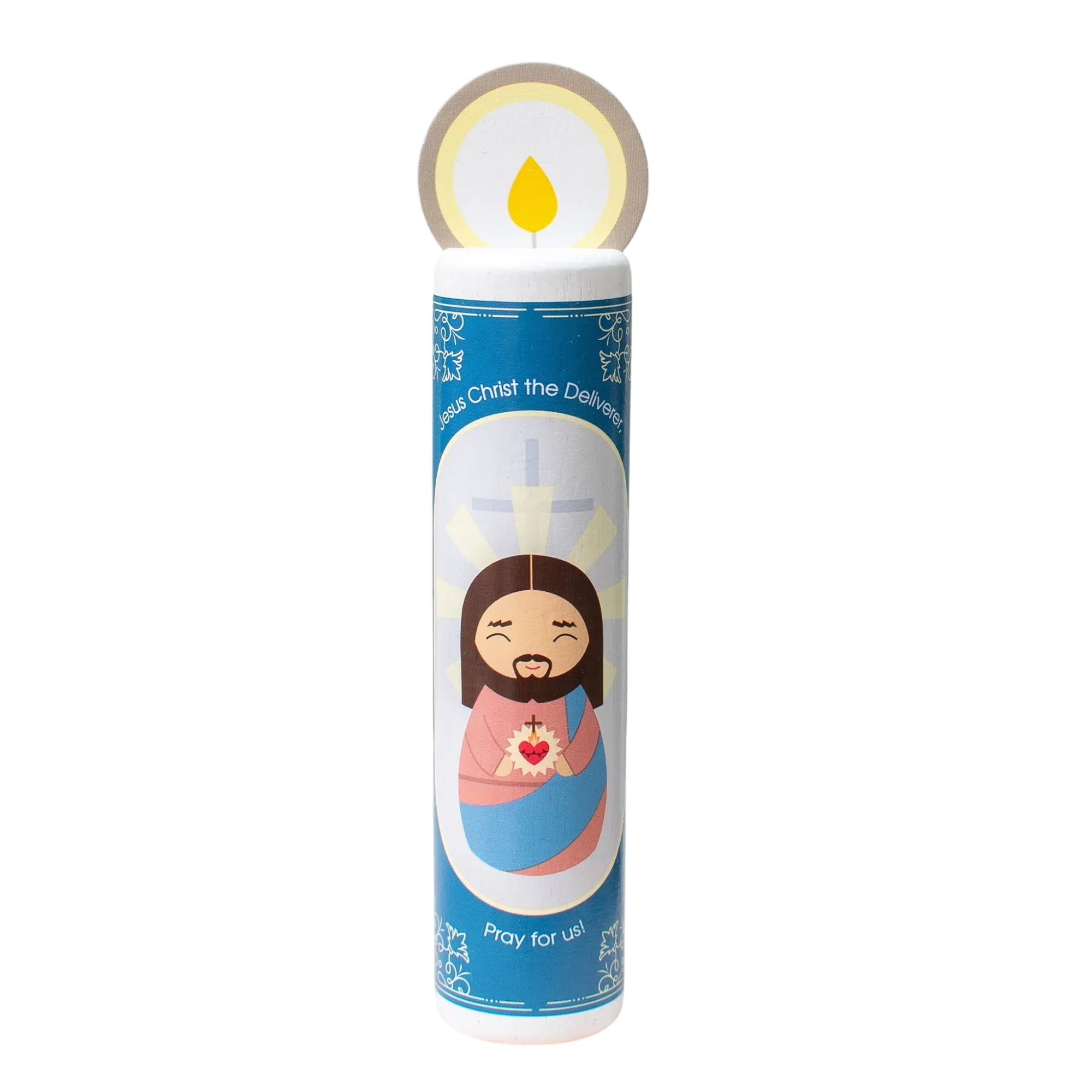 Jesus Christ, The Deliverer (act Of Contrition) Wooden Prayer Candle