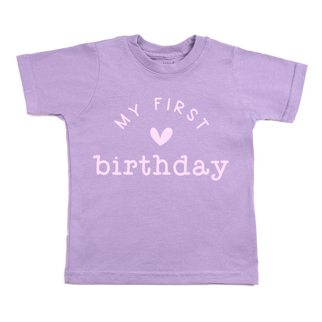 My First Birthday Short Sleeve T-shirt - Lavender