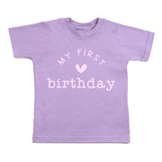 My First Birthday Short Sleeve T-shirt - Lavender