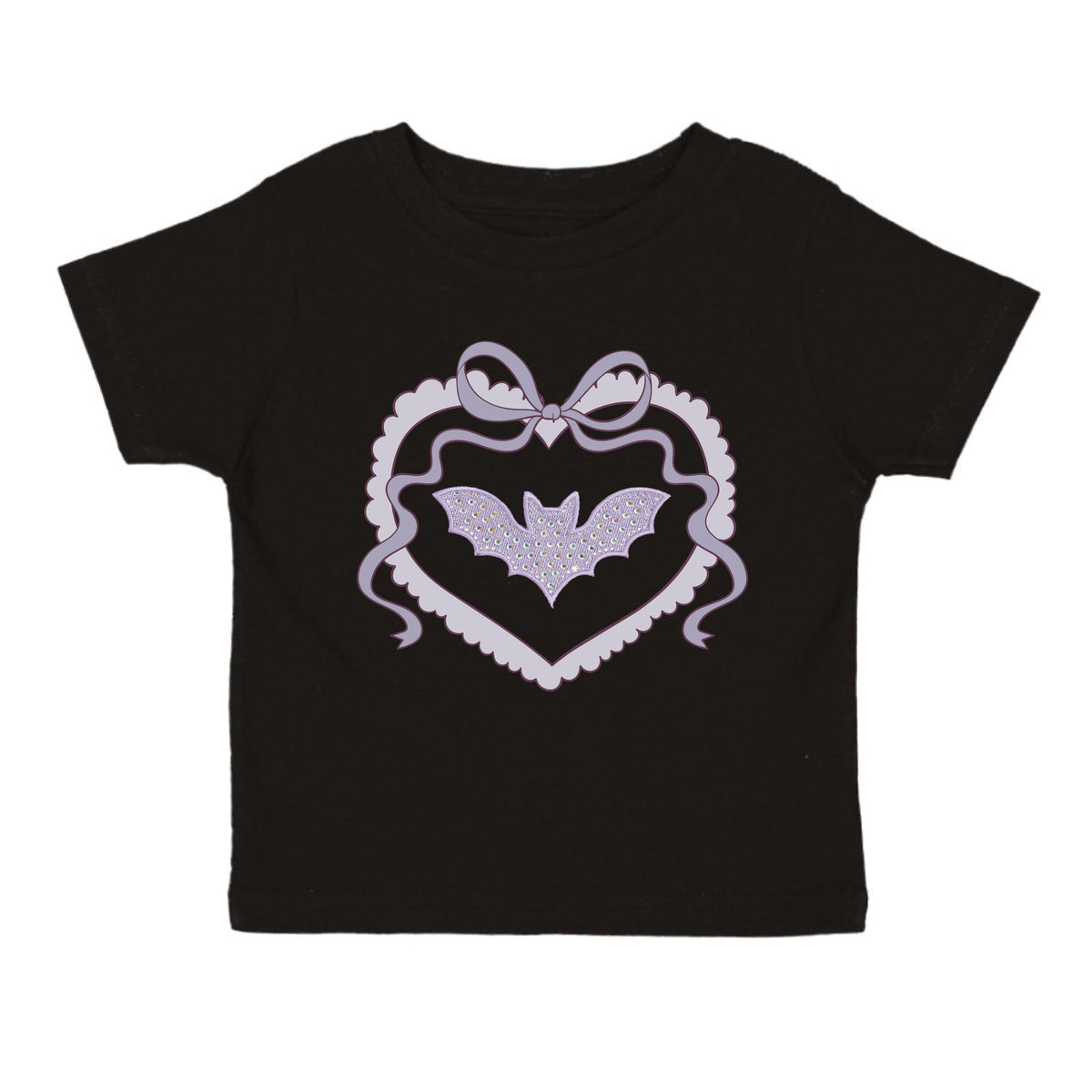 Rhinestone Bat Patch Halloween Short Sleeve T-shirt