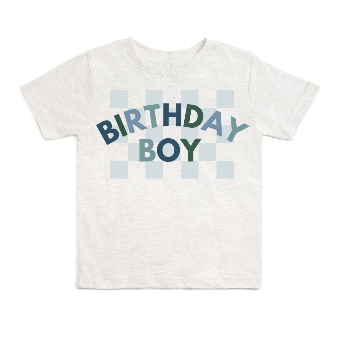 Birthday Boy Checker Short Sleeve T-shirt - Ash
