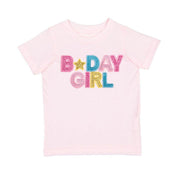 Birthday Girl Rhinestone Patch Short Sleeve T-shirt - Ballet