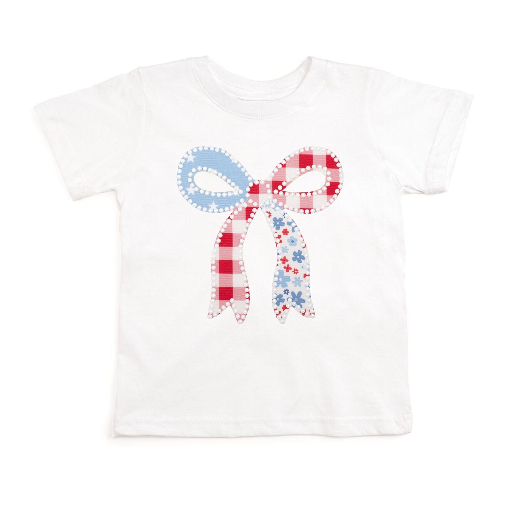 Patchwork Bow Patch Short Sleeve T-shirt