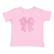 Pink Bow Sequin Patch Short Sleeve T-shirt