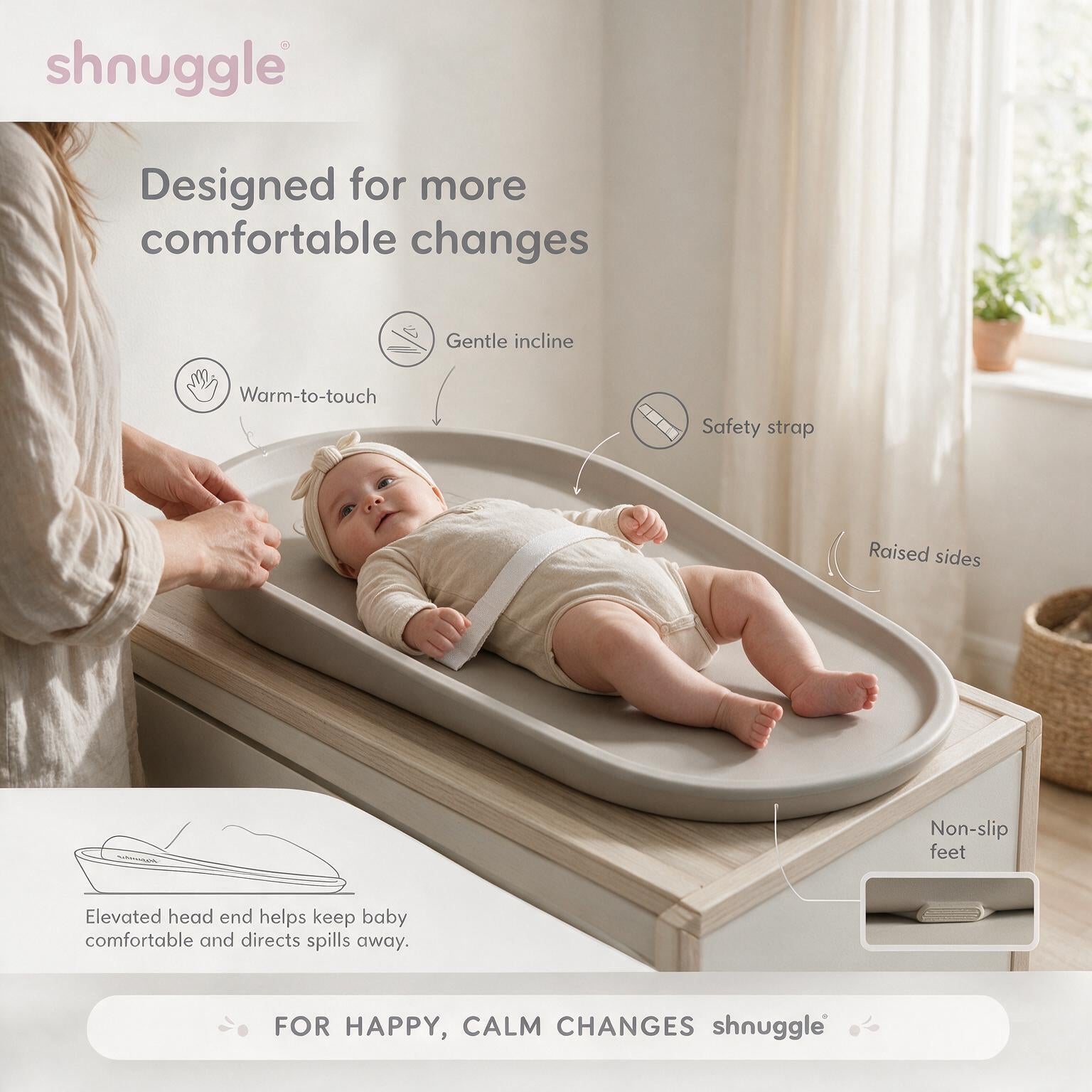 Shnuggle Squishy Diaper Changing Mat | Wipeable | Hygienic | Safe