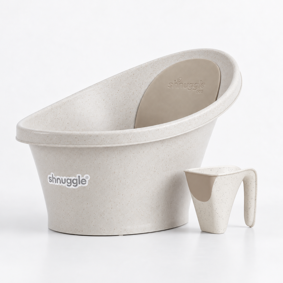 Newborn Bath Essentials Bundle | Baby Bath With Support Bump, Soft Backrest & Rinse Jug | Safe & Stylish Bathtime Set