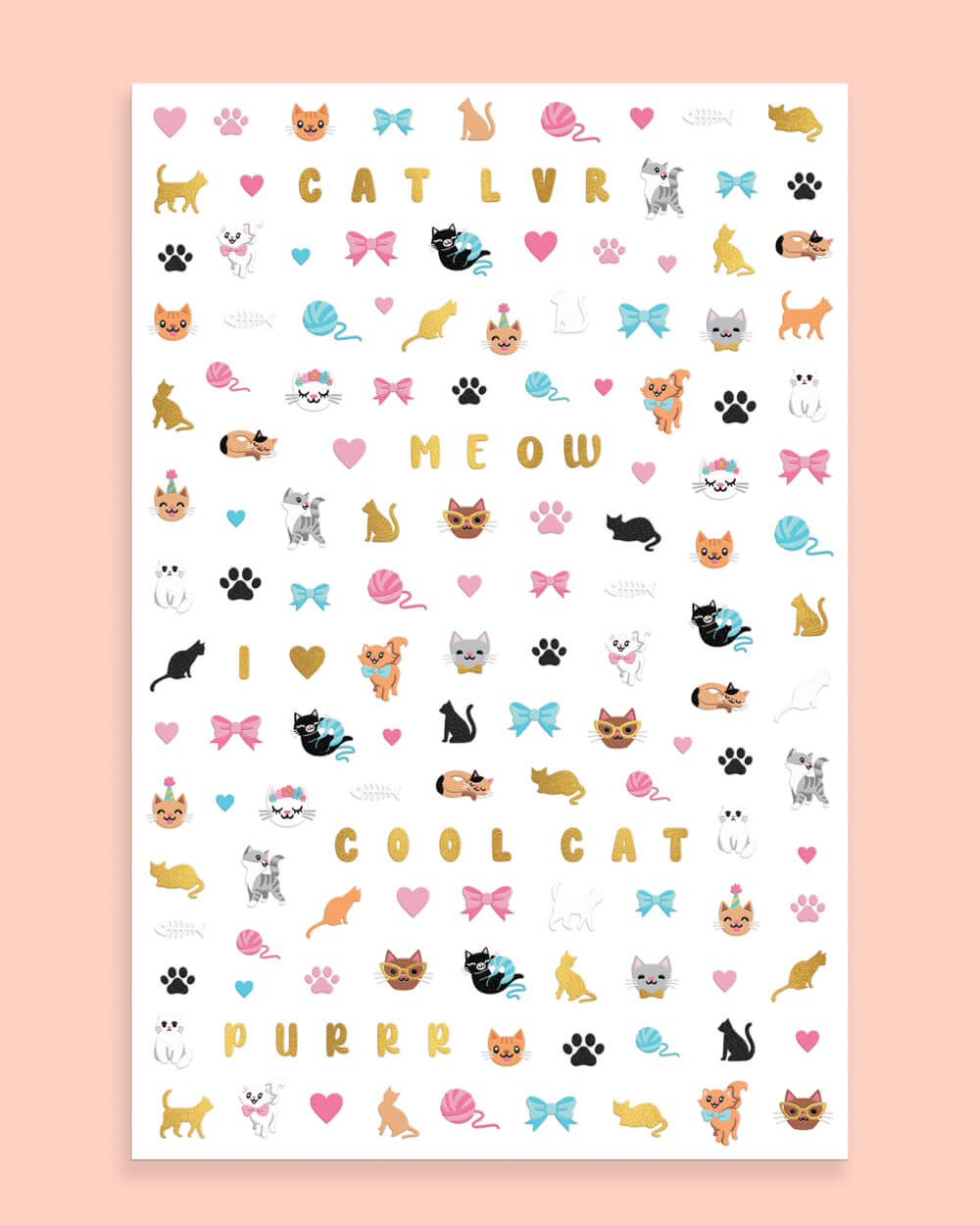 Cool Cat Nail Stickers - 608 Nail Stickers