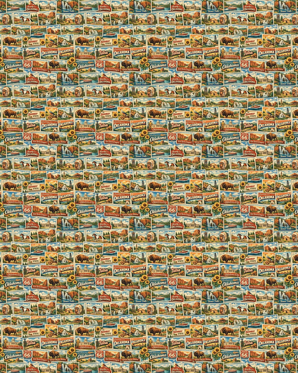Oklahoma Postcard Memories Sherpa Blanket