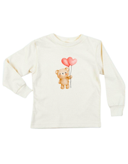 Heart Balloon Bear Organic Kids T-shirt Long Sleeve