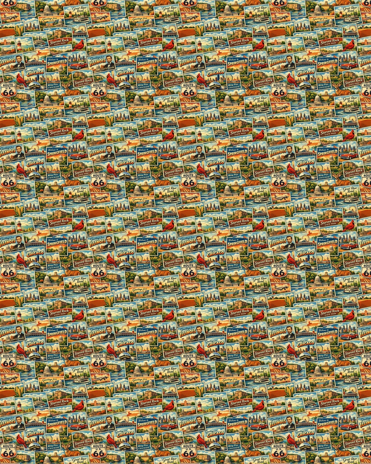 Illinois Postcard Memories Sherpa Blanket