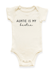 Auntie Is My Bestie Organic Cotton Baby Bodysuit Short Sleeve