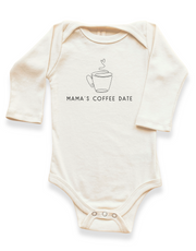 Mama's Coffee Date Organic Cotton Baby Bodysuit Long Sleeve