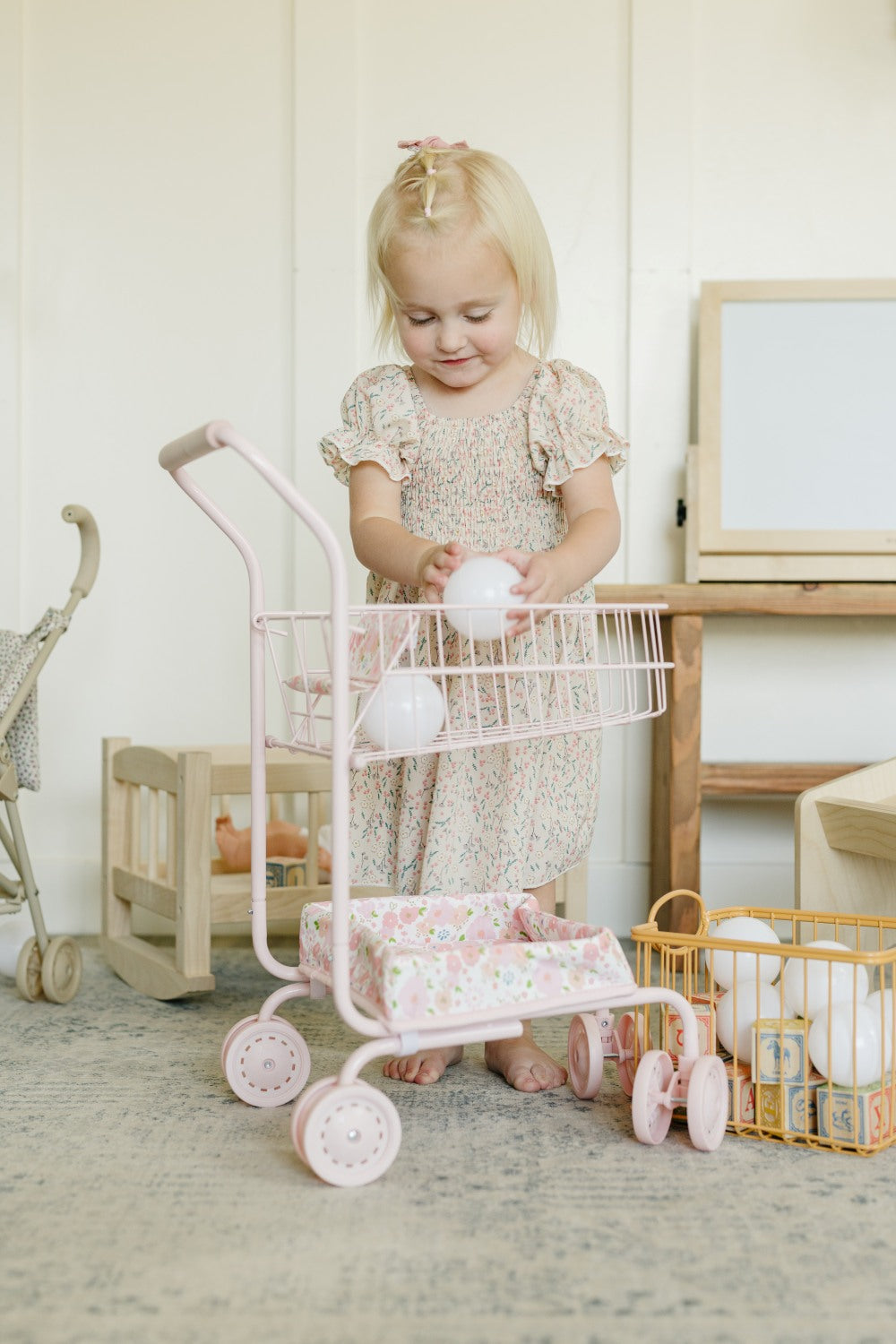 Toy Shopping Cart - Garden Blush