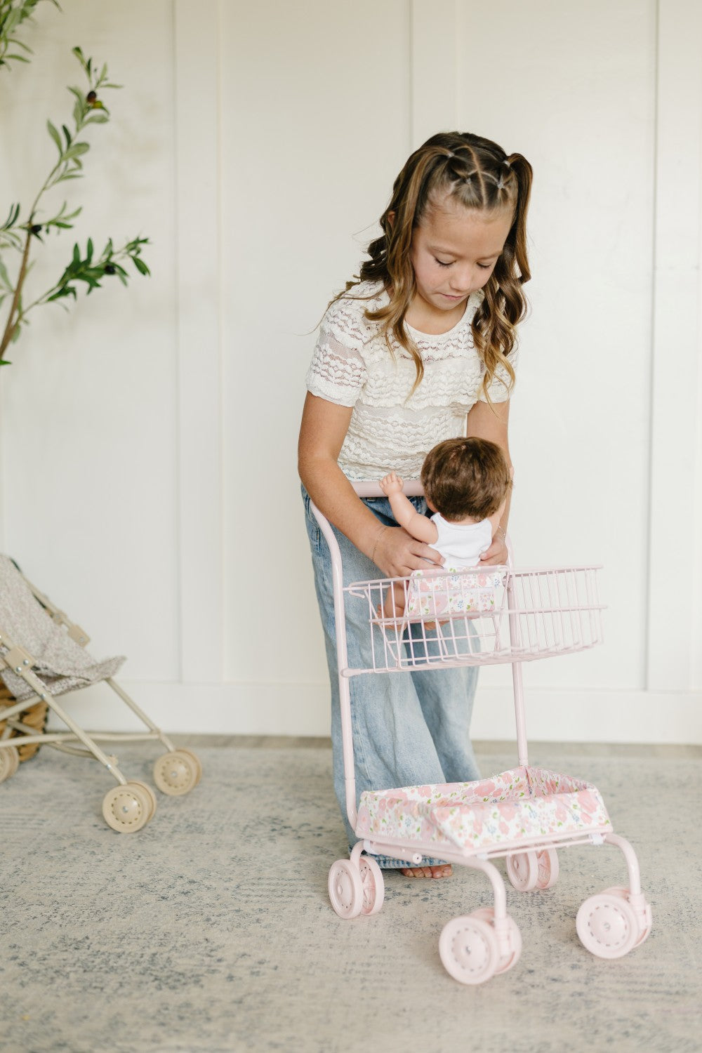Toy Shopping Cart - Bubblegum Gingham