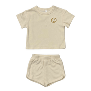 Short Sleeve Cotton Terry Set In Rutabaga