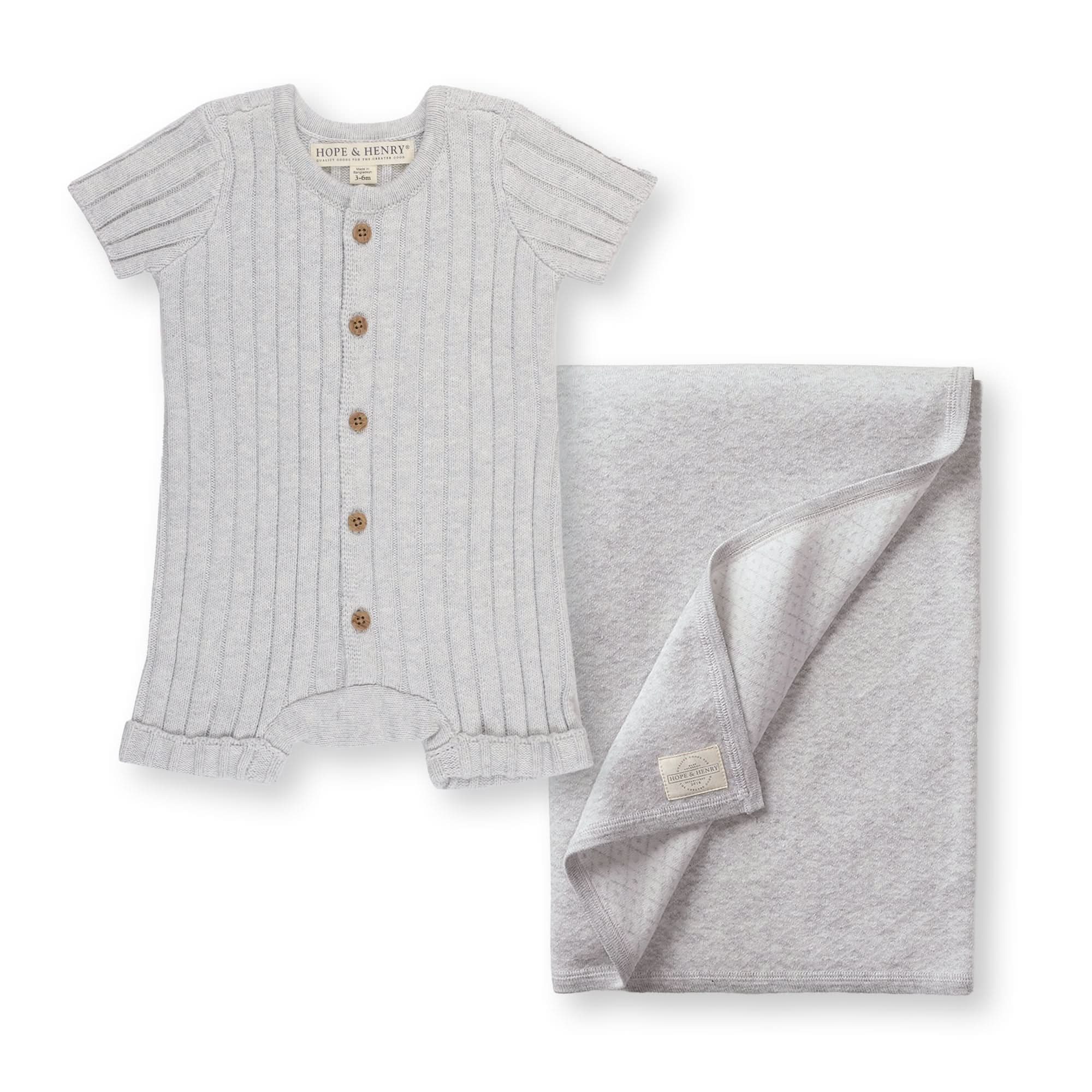 Shortie Romper & Jacquard Blanket Gift Set