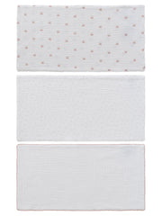 Little Crown Burp Cloth 3pc Set - Pink