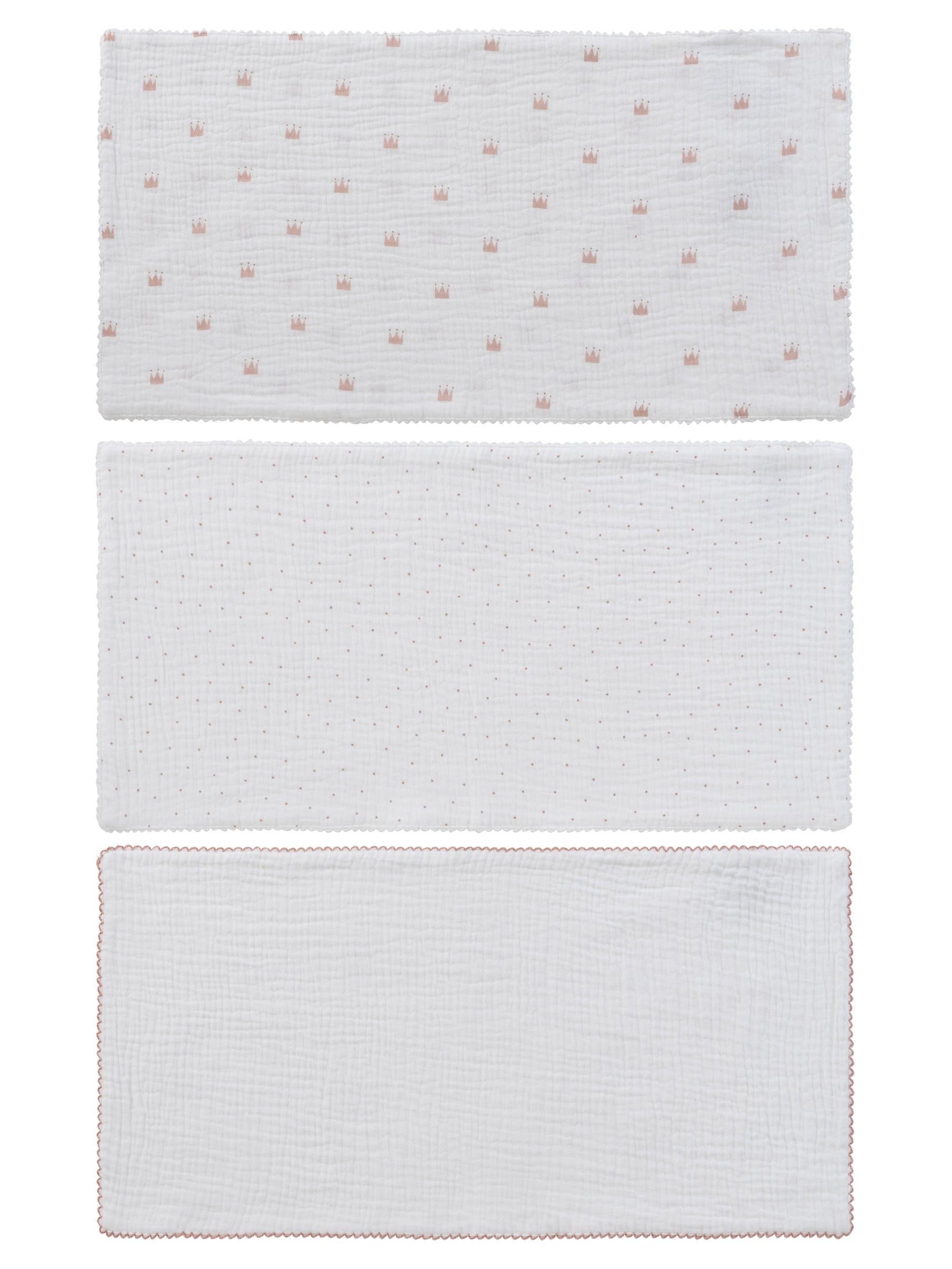 Little Crown Burp Cloth 3pc Set - Pink