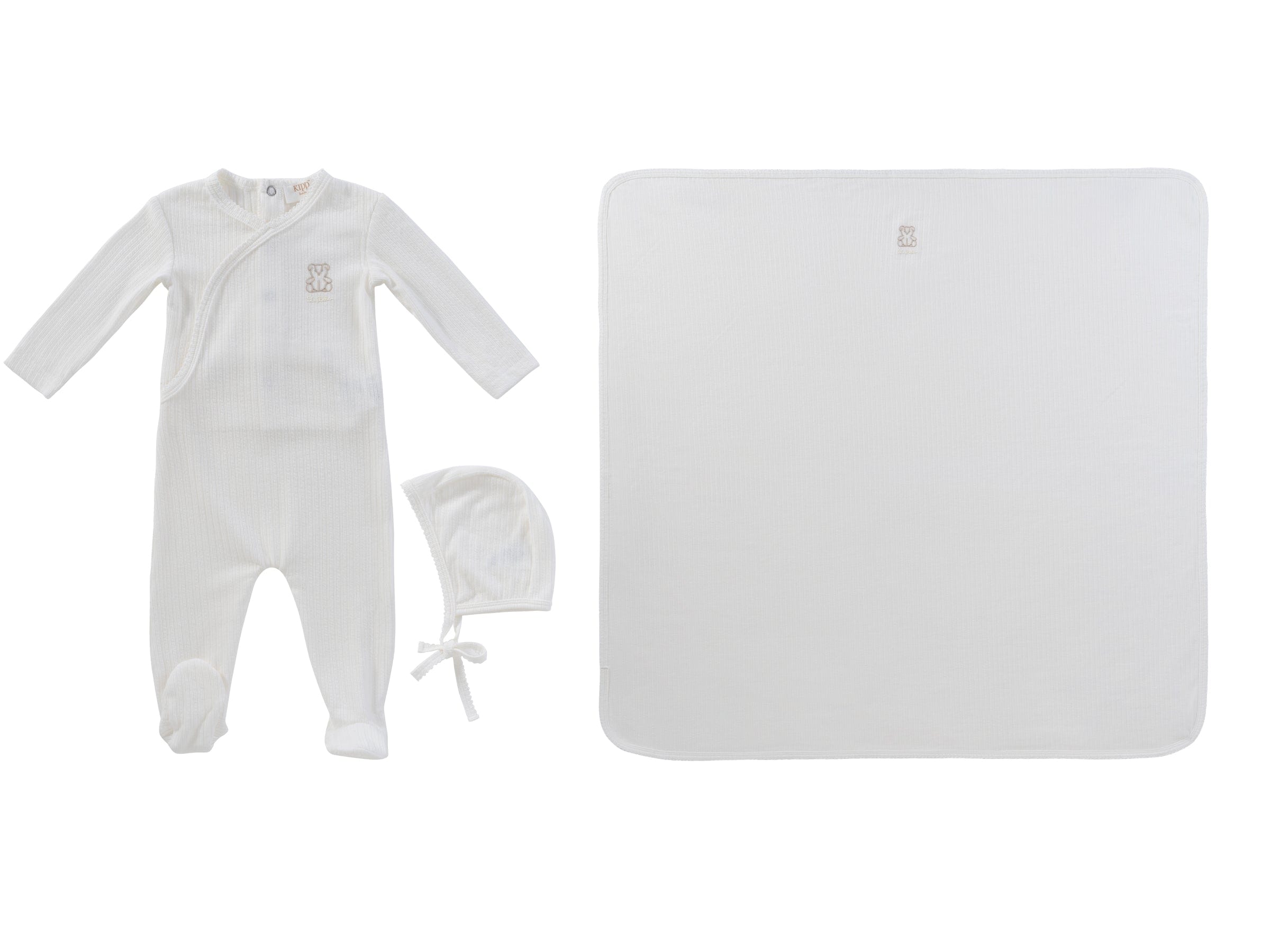 Teddy Wrap Footie 3pc Set - Stone