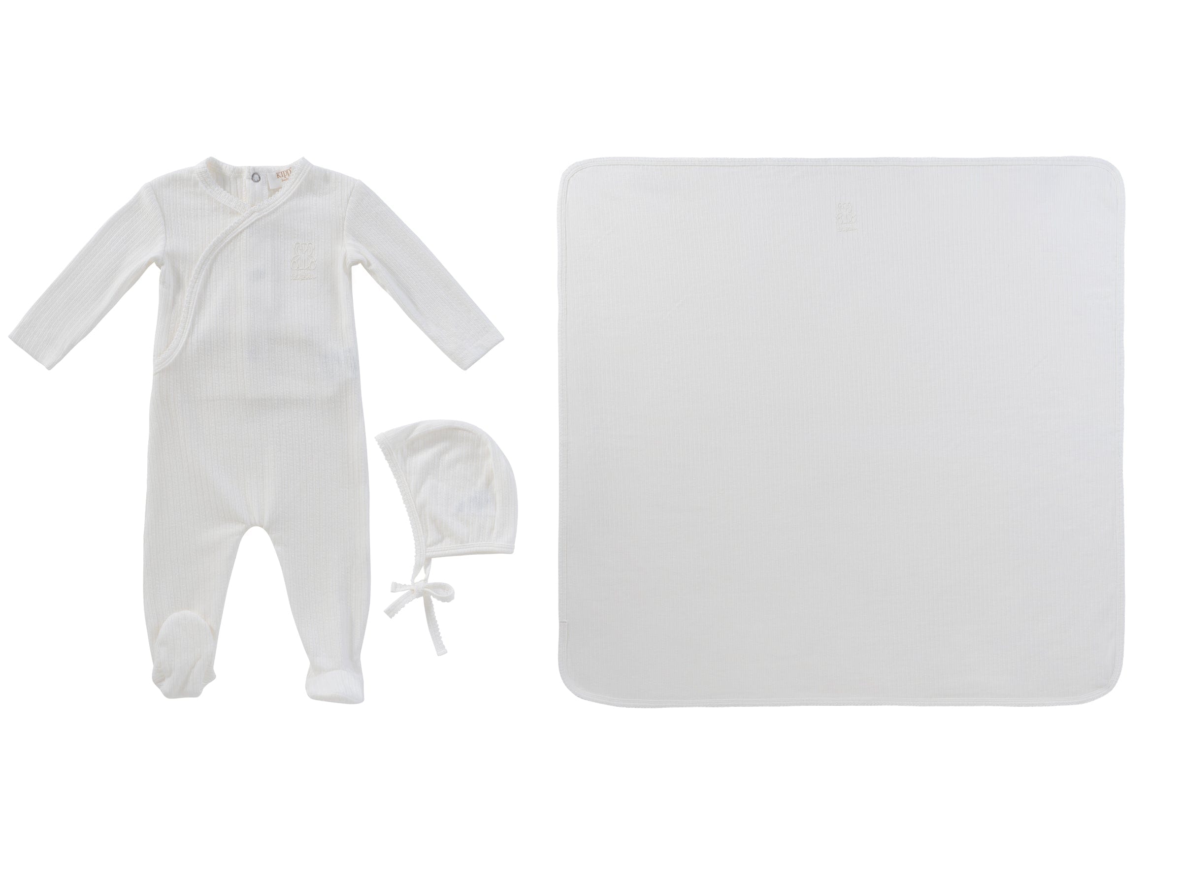 Teddy Wrap Footie 3pc Set - White