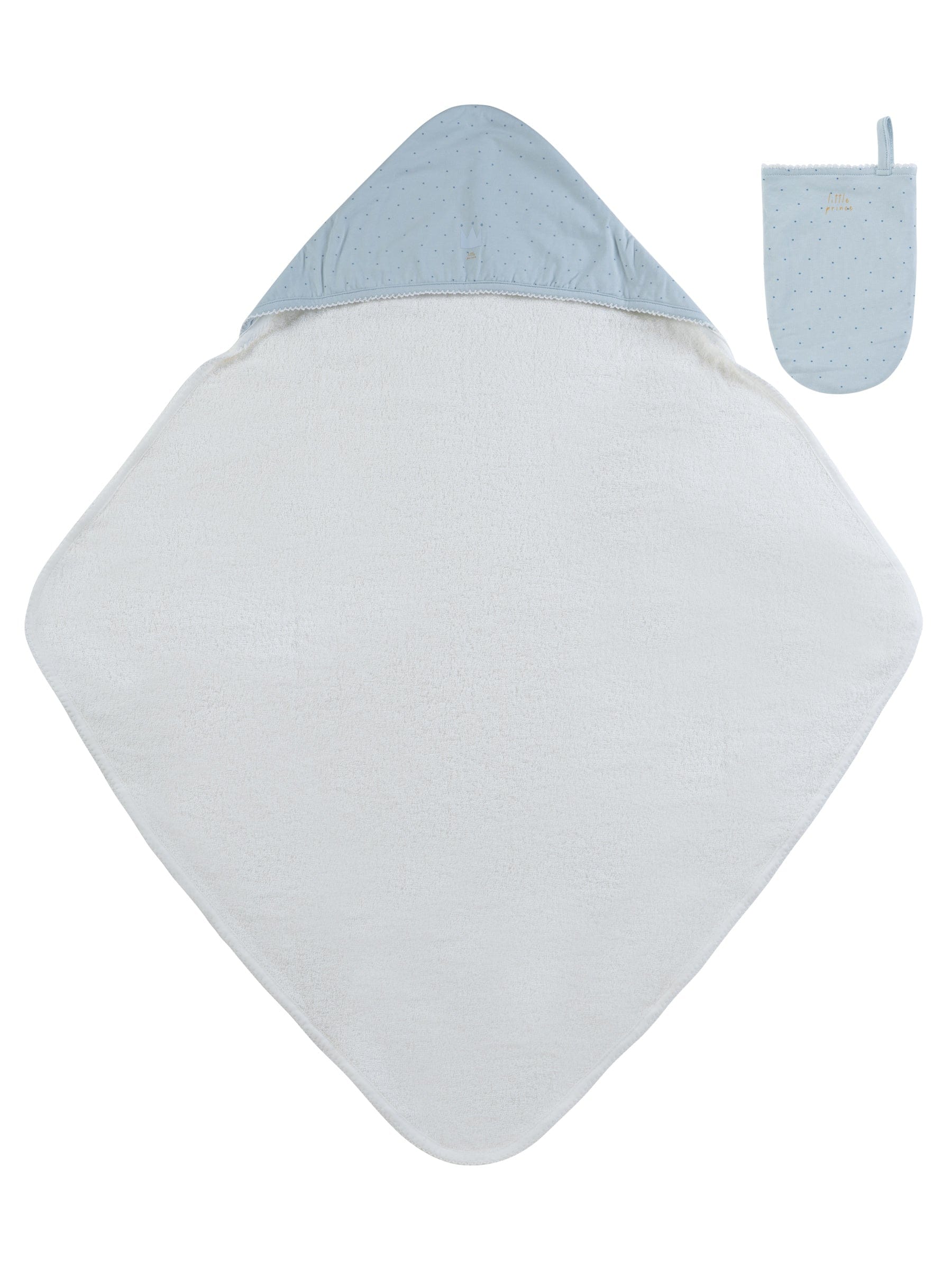 Little Crown Towel + Mitt Set - Blue
