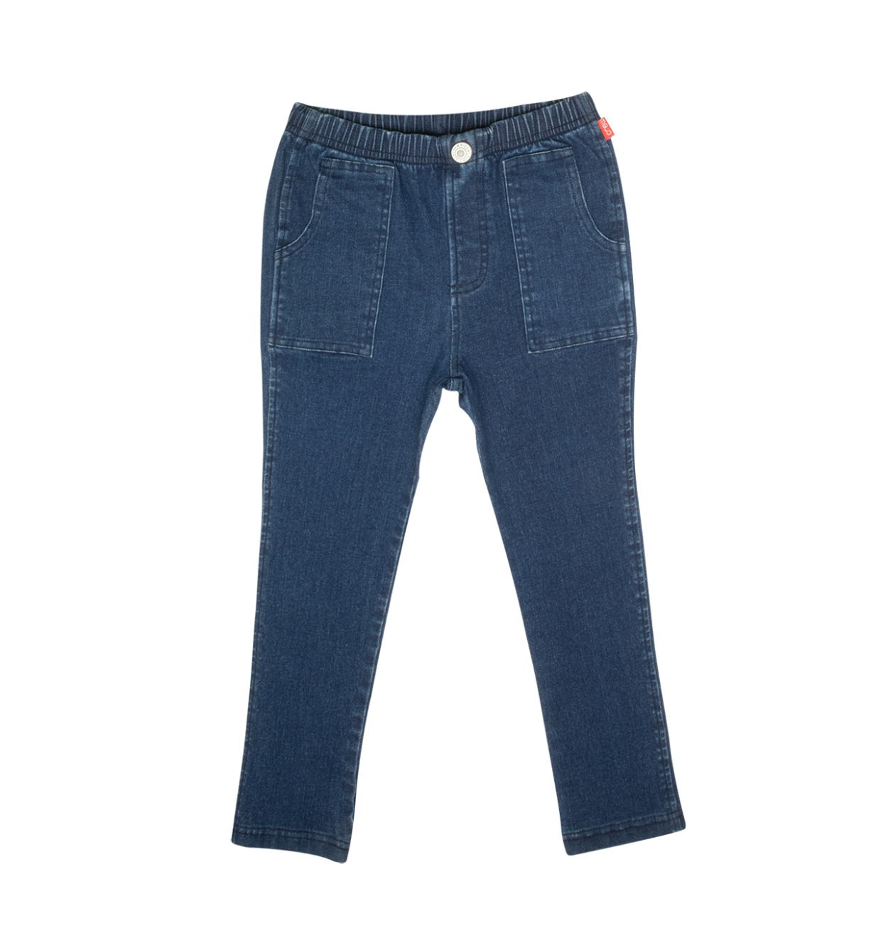 Pull-on Washed Jean Pants - Blue
