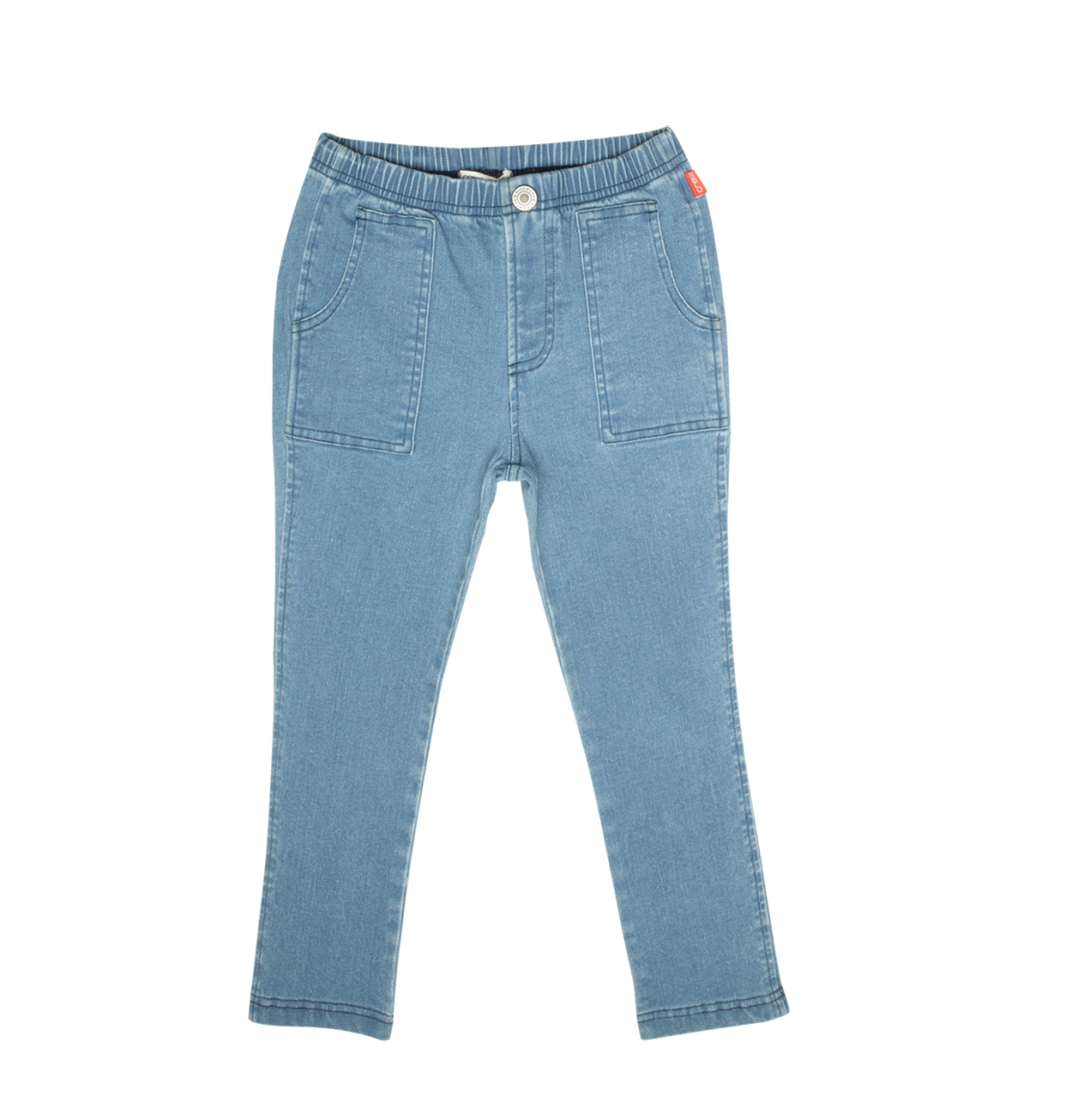 Pull-on Washed Jean Pants - Light Blue