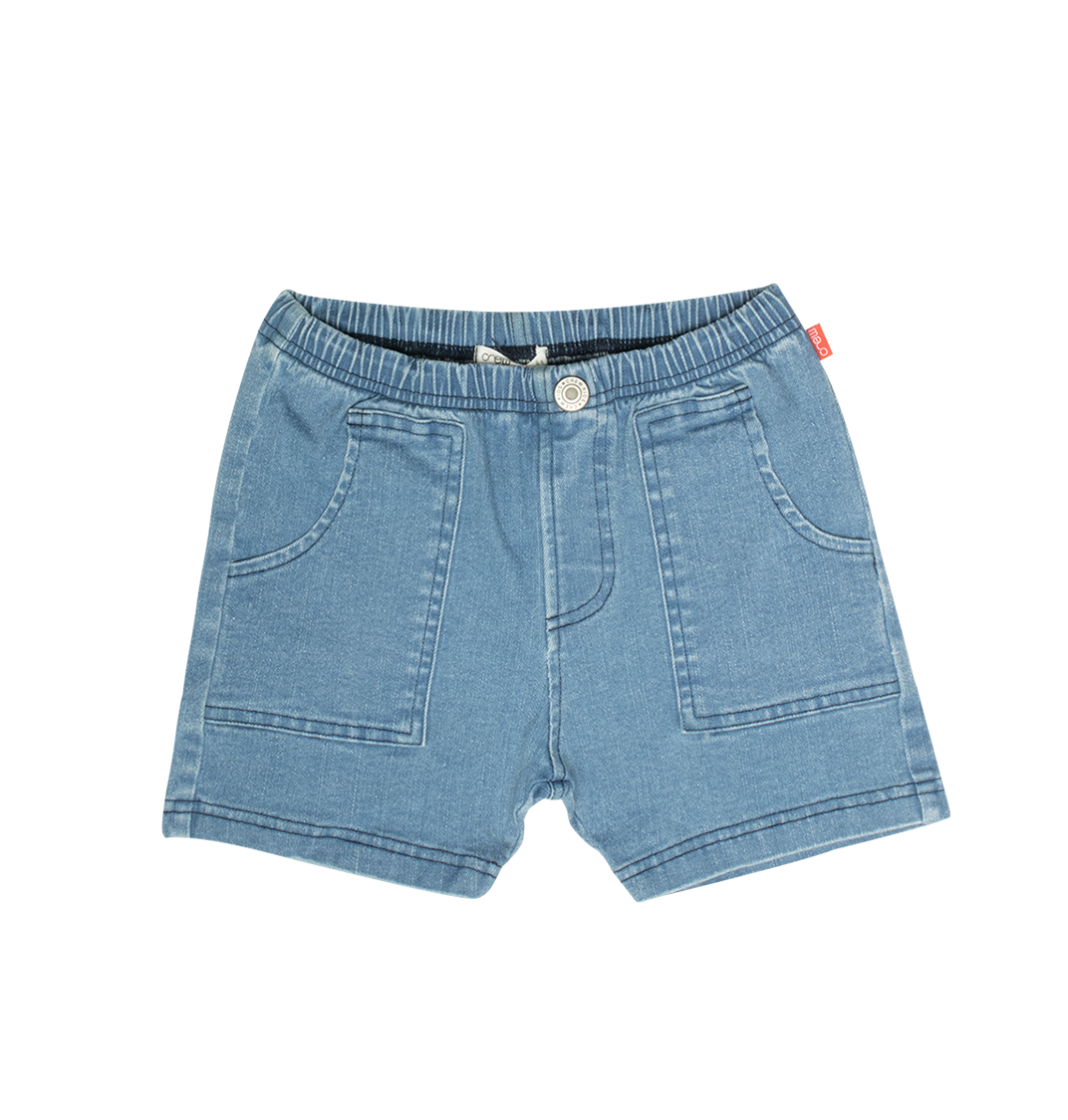 Pull-on Washed Jean Shorts - Light Blue