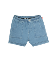 Pull-on Washed Jean Shorts - Light Blue