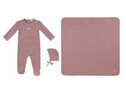 Enfant Rib Footie 3pc Set - Pink