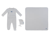 Enfant Rib Footie 3pc Set - White Blue