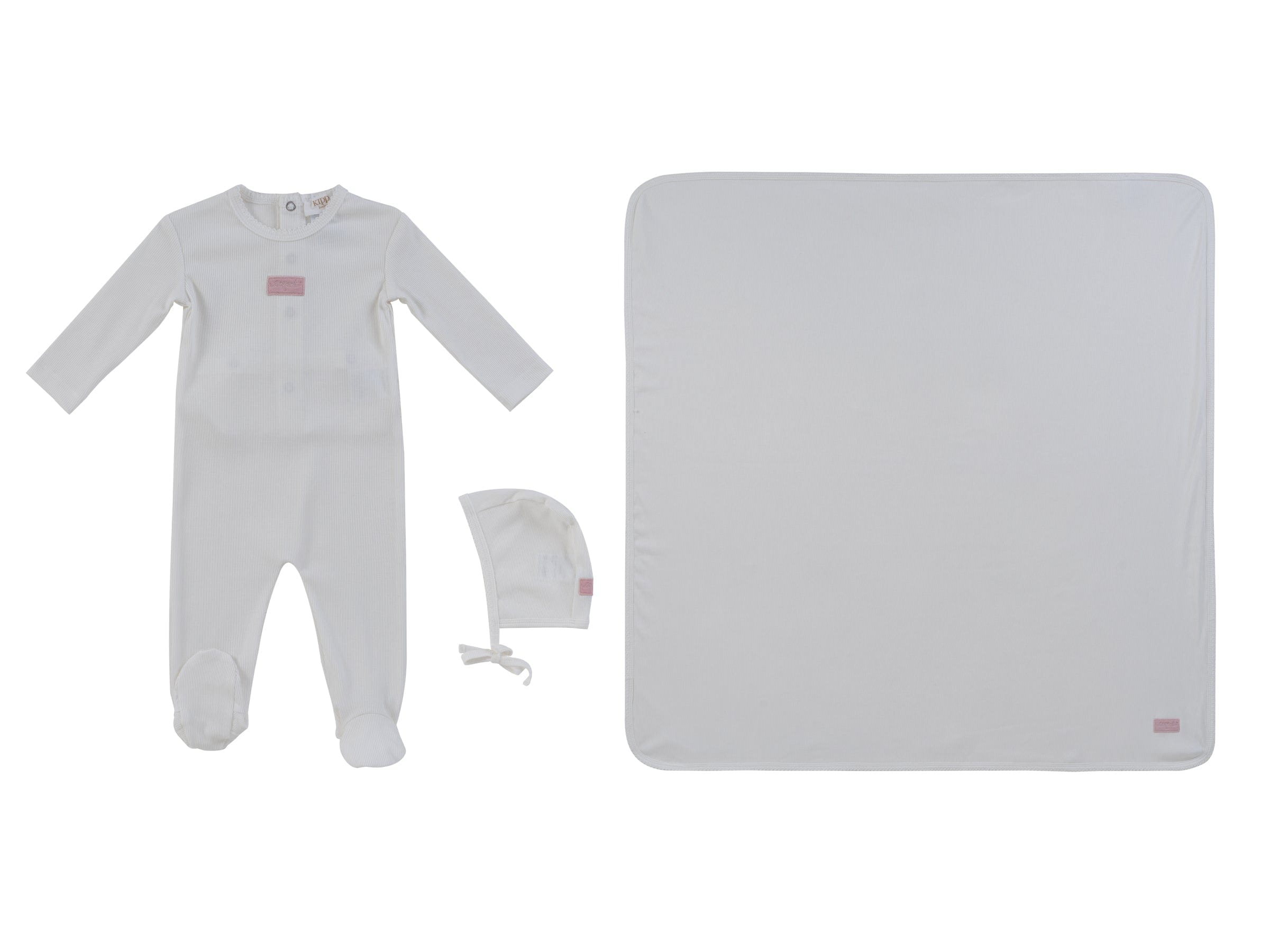 Enfant Rib Footie 3pc Set - White Pink