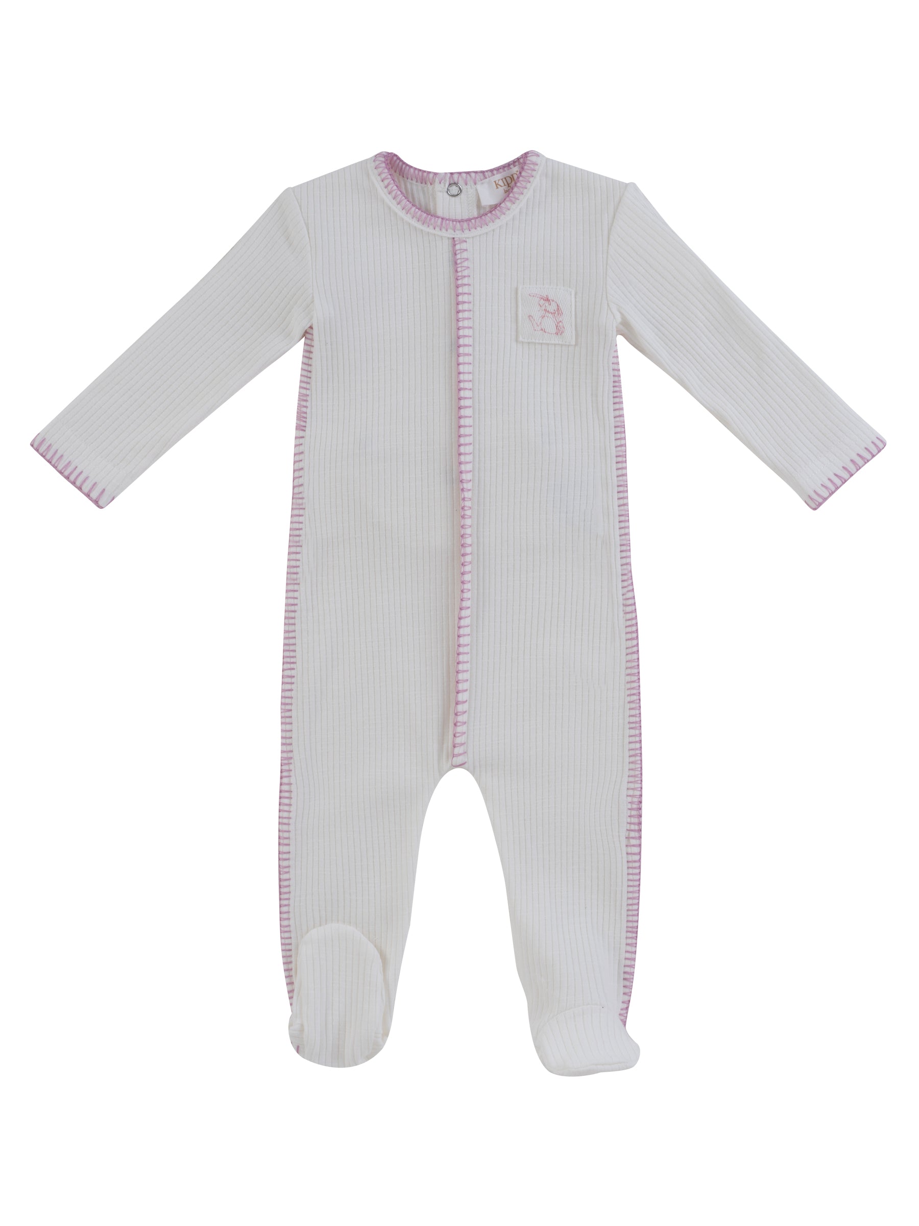 Bunny Rib Footie - Pink