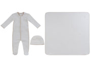 Bunny Rib Footie 3pc Set - Stone