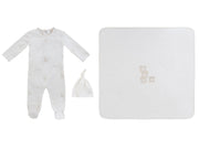 Baby Blocks Footie 3pc Set - White Stone