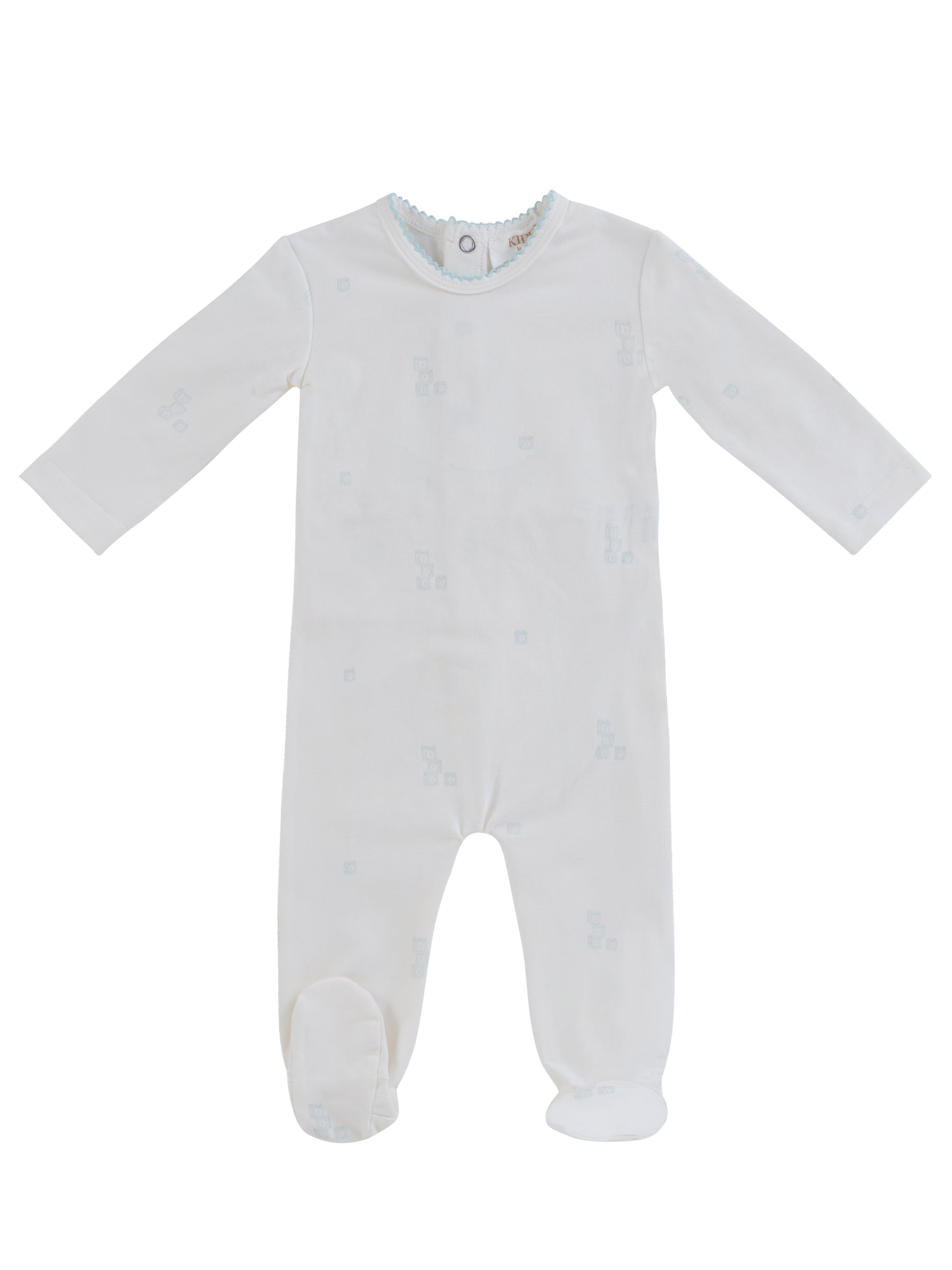 Baby Blocks Footie - White Blue