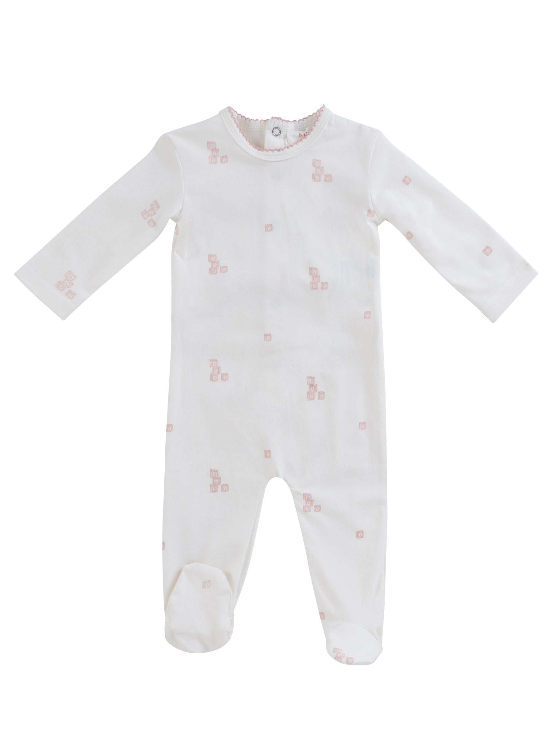 Baby Blocks Footie - White Pink