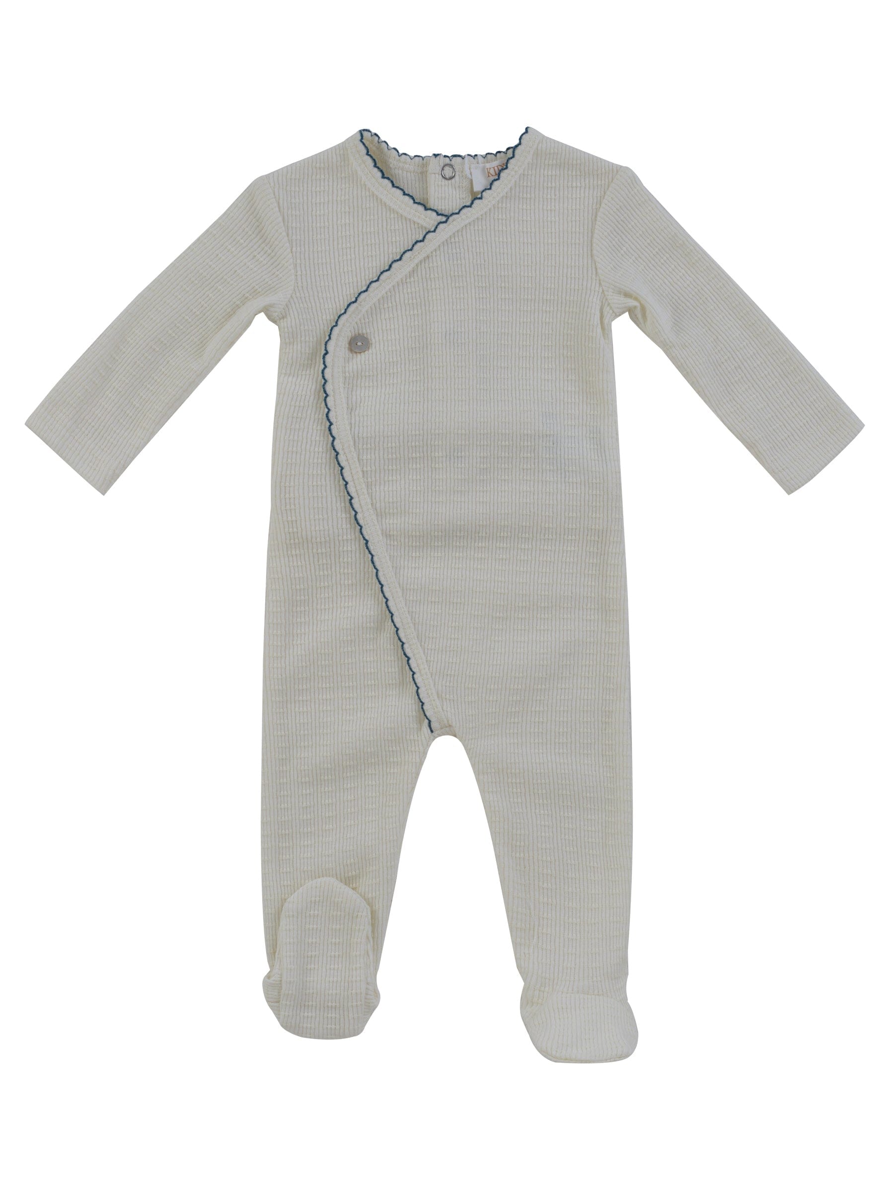 Textured Knit Wrap Footie - Navy