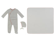 Textured Knit Wrap Footie 3pc Set - Coral