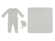 Textured Knit Wrap Footie 3pc Set - Natural