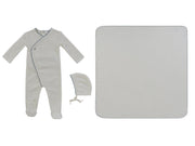 Textured Knit Wrap Footie 3pc Set - Navy