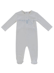 Spring Velour Footie - Blue