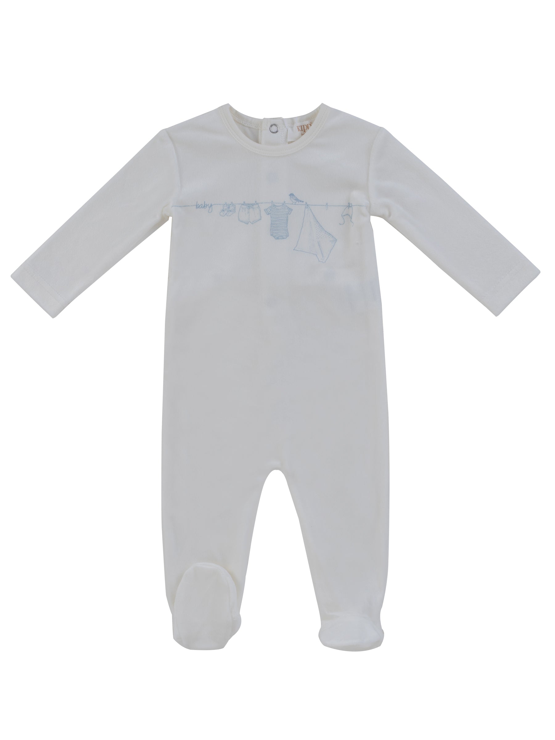 Spring Velour Footie - Blue
