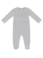 Spring Velour Footie - Pink