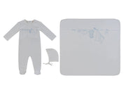 Spring Velour Footie 3pc Set - Blue