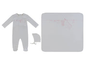 Spring Velour Footie 3pc Set - Pink