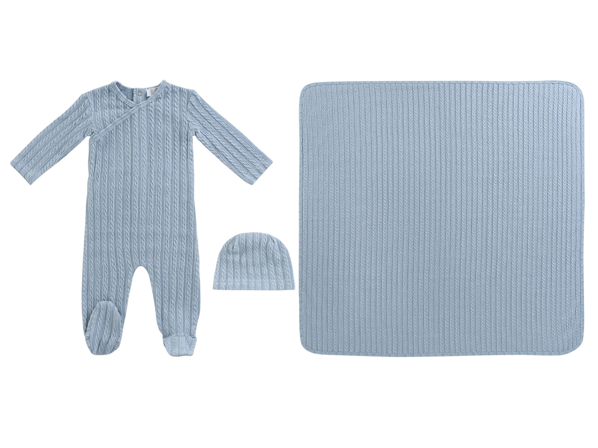 Cable Wrap Footie 3pc Set - Blue
