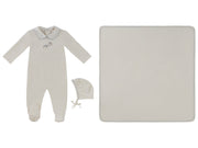Magical Meadow Collar Footie 3pc Set - White Blue