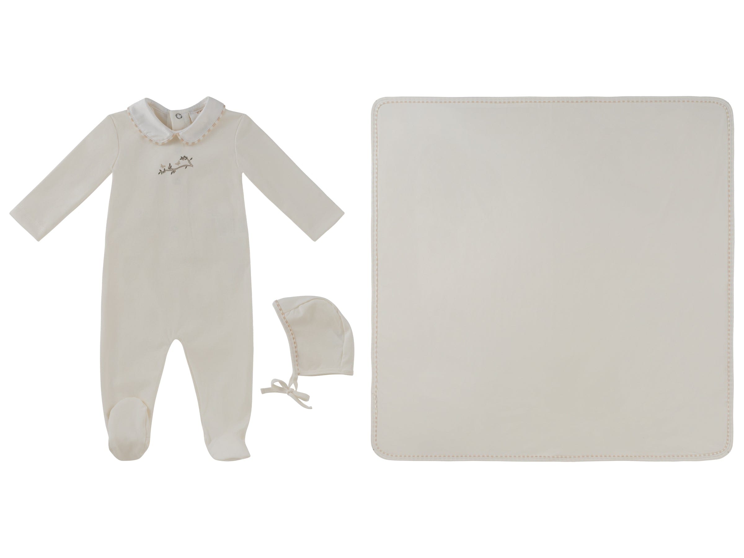 Magical Meadow Collar Footie 3pc Set - White Stone